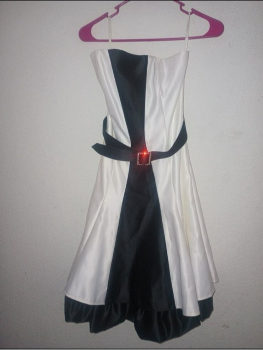 Jessica McClintock Strapless White Dress with Black Center Panel